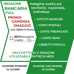 indagine bancaria full pacchetto 3 rintracci (capienza omaggio)