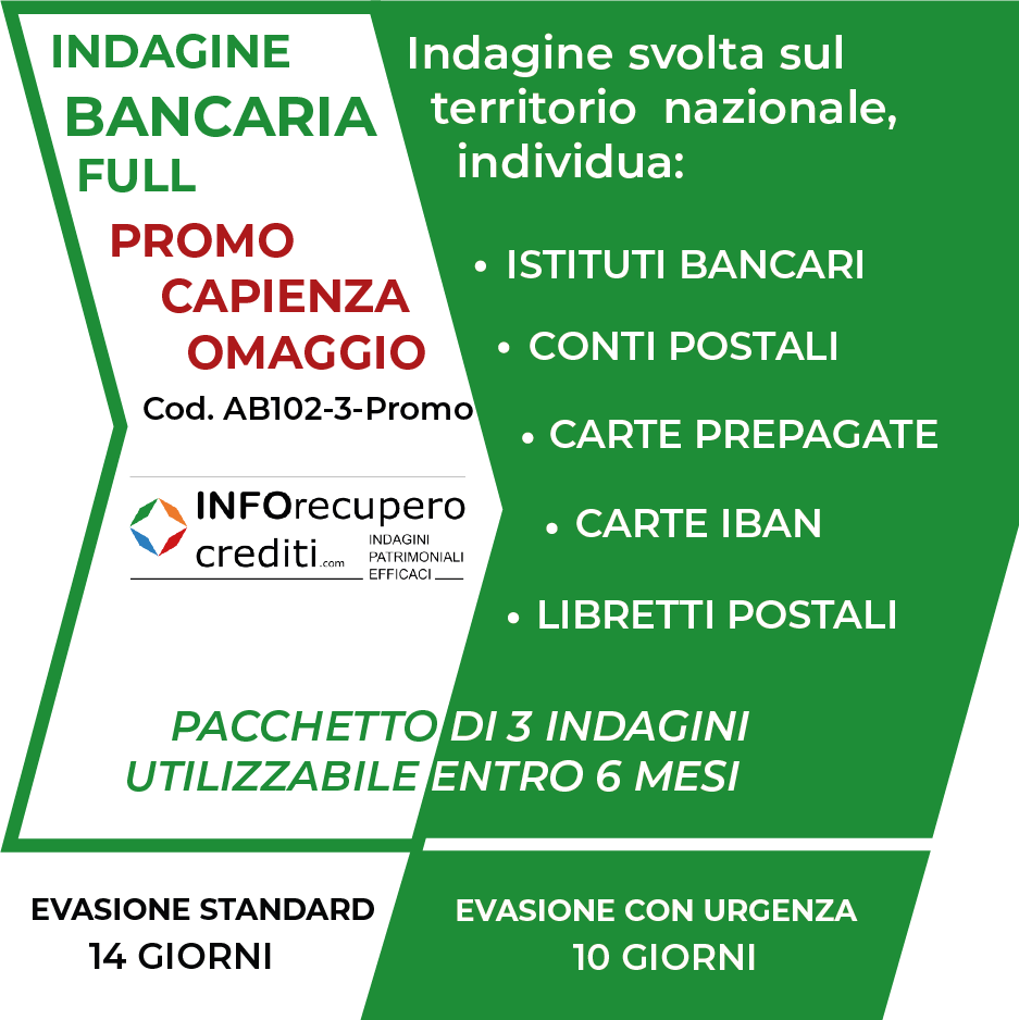 indagine bancaria full pacchetto 3 rintracci (capienza omaggio)