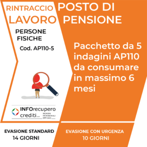 rintraccio posto di lavoro/pensione pacchetto 5 indagini